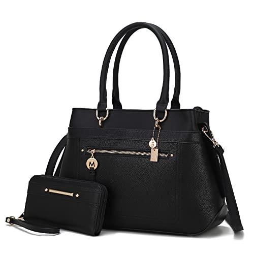 MKF Collection Satchel Tote Bag With Wristlet Wallet for Women, Vegan Leather Top-Handle Crossbody Handbag Purse by Mia K