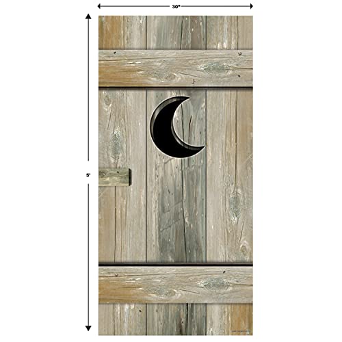 Image of Beistle Outhouse Door Cover Rustic Wood Look Decoration 5 Feet x 30 Inches