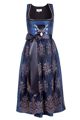 Edelnice Trachtenmode Exklusives Designer Dirndl lang Josepha inkl. Spitzen Dirndlschürze und Charivari Gr. 32-56 (44)