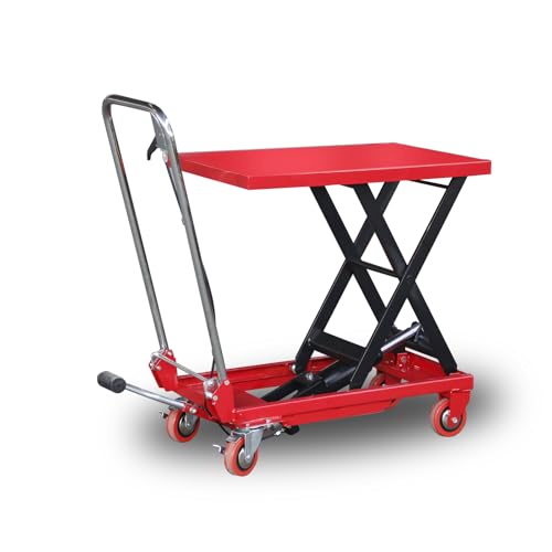 Carro de mesa de elevación hidráulica, capacidad de 330 libras, levanta 8.6 a 28.3 pulgadas, carrito de tijera para transporte y manejo con ruedas