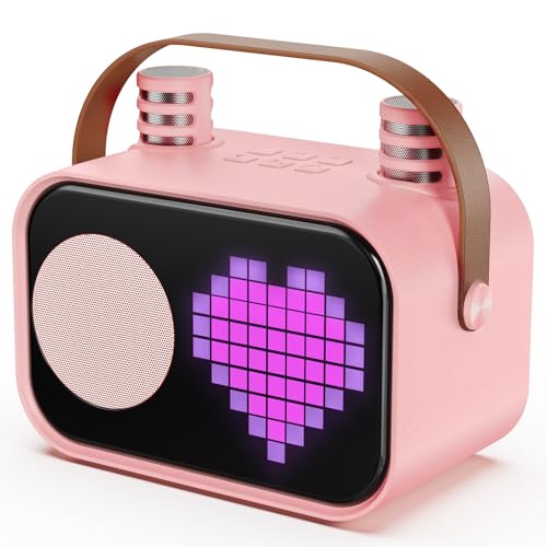 JYX D58 Karaoke Machine for Kids and Adults Portable Mini Bluetooth Karaoke Speaker with 2 Wireless Microphones (Pink)