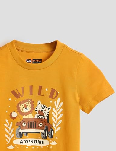 Image of Amazon Brand - Symbol Boys 100% Cotton Graphic Printed Half Sleeves T-Shirt | Age 2-6 Years
