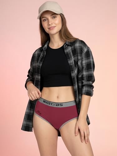 Image of NICSY Side Contrast Hipster Panties for Women | Soft Seamless Feel Mid Rise Briefs | Daily Comfort Innerwear | Comfortable Full Coverage Underwear
