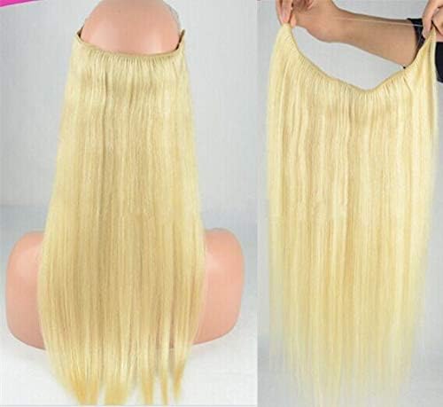Yudit Straight 100% Human Hair Fishing Line Hidden Crown One Piece 5clips Clip in Hair Pieces Wire Halo Hair Extensions for Women 20-28" 105g,20Inches 10#