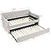 Antetek Daybed with Trundle, Fabric Upholstered Twin Size Day Bed Pull-Point Sofa Daybed Frame w/Twin Roll-Out Trundle, No Box Spring Needed, Furniture for Bedroom, Living Room, Guest Room, Beige