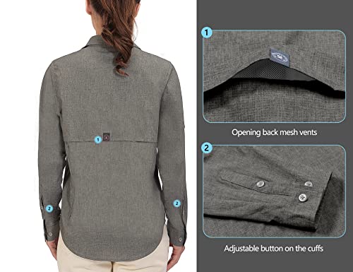 Little Donkey Andy Women's Upf 50+ Uv Protection Shirt, Breathable Long Sleeve Fishing Hiking Shirt, Air-Holes Tech Carbon Heather M #TOP4
