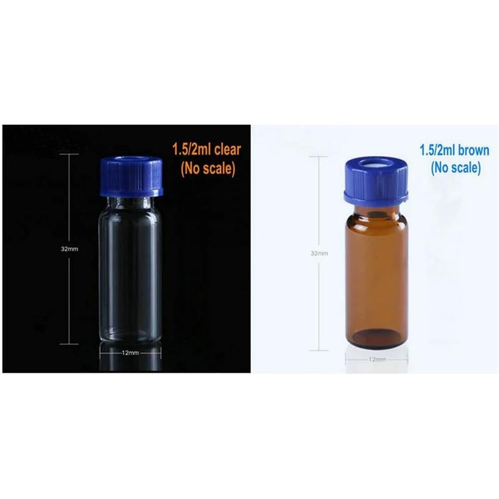 Attrezzature e forniture di laboratorio 100 pz/lotto 2 ml 4 Laboratorio Vetro Trasparente/Marrone Bottiglia di Campione con Tappi Aperti Set