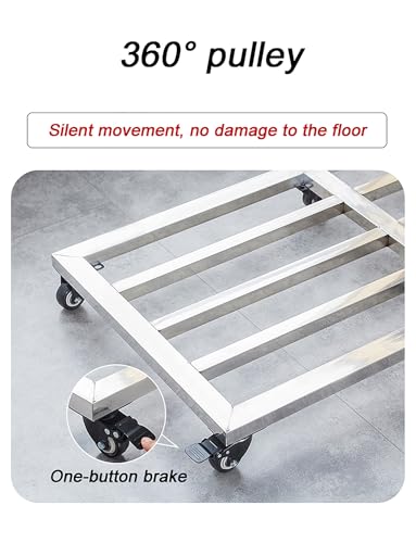Heavy Duty Rolling Cart 60x60cm Stojak na rośliny ze stali nierdzewnej z kołami Mobilny organizer spiżarni kuchennej Ładowanie łożysk 550lbs Gładkie kółka szybowe do domowego rozwiązania do przechowyw