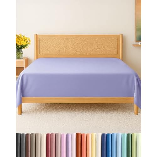 Full Size Flat Sheet - Hotel Quality Top Flat Bed Sheet Only - Ultra-Soft, Breathable & Cooling - Fade & Wrinkle Free - Easy-Care, Stain & Shrink Resistant Bedding - Easy-Fit and Oeko-Tex -
