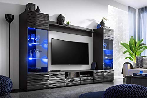 ExtremeFurniture Modica Meuble TV, Carcasse en Mat/Façade en Mat, avec éclairage LED Cover