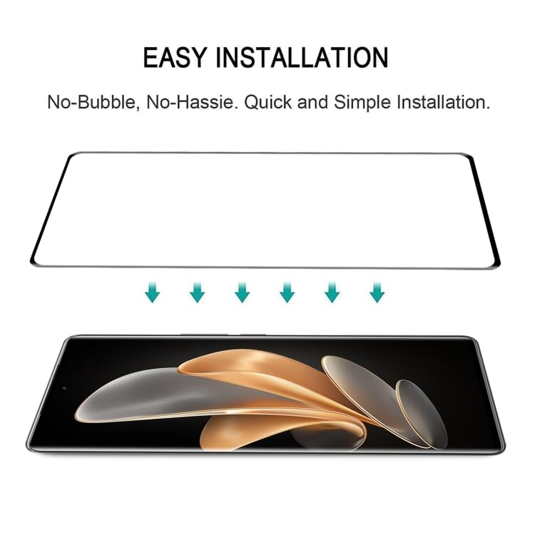 Image of Casodon Tempered Glass Screen Protector Guard for Vivo V29e 5G (Black) Full Screen Coverage with Easy Installation Kit