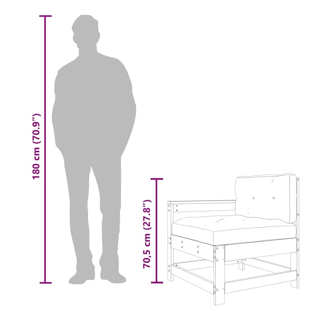 Modułowy Zestaw Drewnianych Mebli Ogrodowych na Zewnątrz, Sofa z Litego Drewna z Pikowanymi Poduszkami, Konfigurowalny Zestaw Rozkładanych siedzeń na Patio, Podwórko i Ogród (Biała sosna