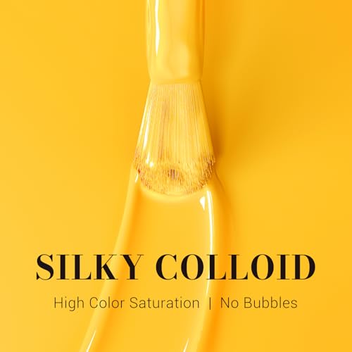 Image of MelodySusie Bright Yellow Gel Polish,0.5fl oz Nails Soak Off UV LED Neon Yellow Gel Nail Polish Gift for Women Nail Art Manicure Salon DIY Nail Design Decoration at Home-302-A2903