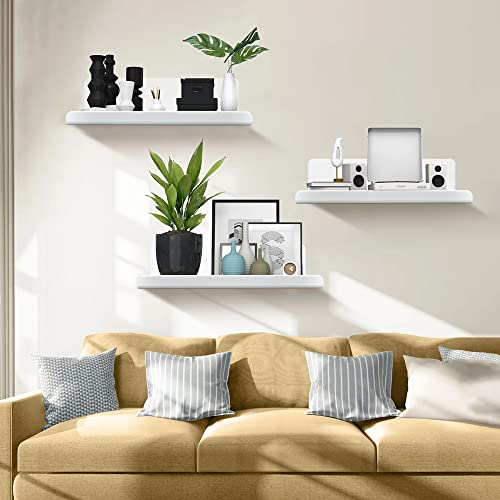 SHEPIN 3er Set Wandregal Ohne Bohren Weiß Schweberegal, 30cm Regal Ohne Bohren aus Acryl Badezimmer Regal Zum Kleben, Wall Shelf Bilderleiste Bücherregal Kleberegal Bad Selbstklebend