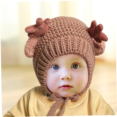 2PCS Baby Winter Hat, Cute Reindeer Antlers Warm Toddler Hat Unisex Soft Crochet Knitted Hat for Toddler Girls Boys3