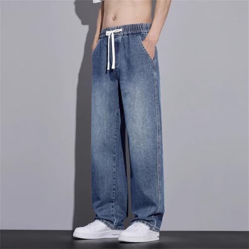 Men's Fashion Wide-Leg Baggy Jeans Vintage High Waist Straight Washed Denim with Pockets2