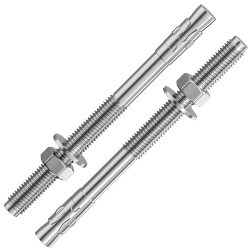 Wensilon 30Pcs 1/2x7 Inch Standard Fasteners for Heavy-Duty 304 Stainless Steel Wedge Anchors for Cement and Concrete