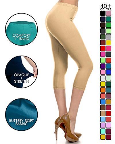 Image of Leggings Depot Women's High Waist Leggings Soft 1 inch Waistband Solid Pants - Regular, Plus, 1X3X, 3X5X