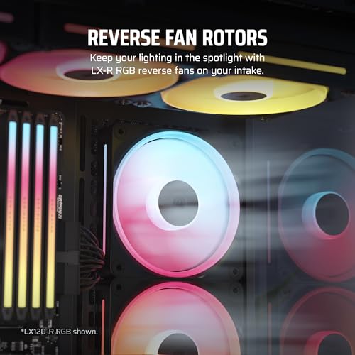 Image of CORSAIR iCUE Link LX140-R RGB 140mm PWM Reverse Fan - Single Fan - Low-Noise, CORSAIR Magnetic Dome Bearing, Dual Light Loops, CORSAIR QuikTurn Screws, Zero RPM Mode - Black
