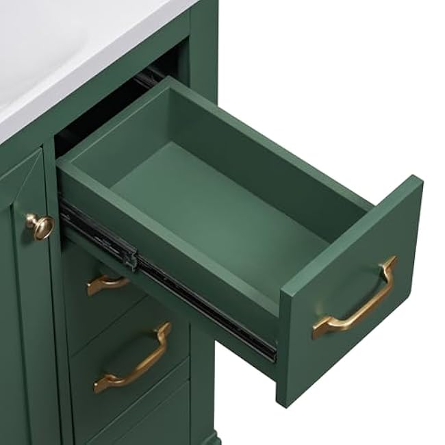 Maximize Bathroom Storage with 36 Bathroom Vanity with Sink Combo, Six Drawers, Adjustable Shelf, Green