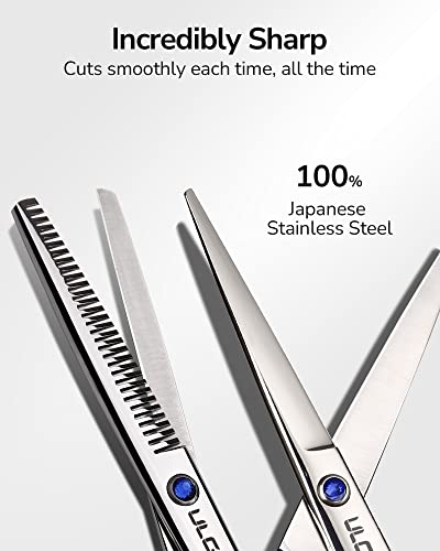 Haarschneidescheren Ausdünnungsscheren Set ULG, professionelle Friseur-Texturierungsschere, Rasierklinge, japanischer Edelstahl, 6,5 Zoll