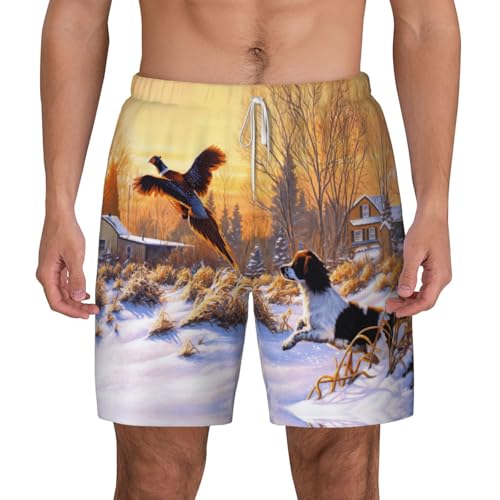 Short de bain homme avec imprimé faisan doublure maille poches