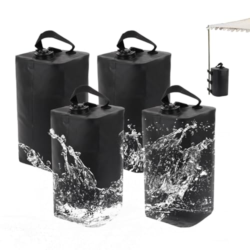 4 Piezas Pesas de Agua para Toldo, 10L Pesos para Carpas de PVC, Bolsa de Pesos de Agua para Dosel, Saco de Arena Carpa, Peso per Pergola para Tienda de Campaña Emergente Sombrillas de Patio (negro)