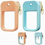 Shontotao Silicone Case for Touchland Power Mist & Glow Mist 1 fl oz Hand Sanitizer, with Keychain, Multicolor (Ice blue+orange-yellow)