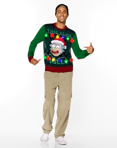 Spencer's Rick and Morty Light-Up This is Me Jolly Christmas Sweater | Officially Licensed | Outrageous Christmas Sweater4