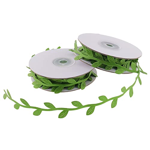 Blattband CSNSD 2 Rollen 20 m olivgrüne Blätter Band Weihnachten Weinrebe Girlande Blume Stirnband Brautbesatz für DIY Handwerk Party Hochzeit Home Dekoration Blätter Rankenband Cover