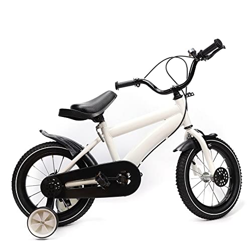 14 Zoll Kinderfahrrad, Unisex Kinderfahrrad, Karbonstahlrahmen mit Stützrädern, geeignet für Kinder von 3-6 Jahren, Leichter Rahmen, komfortable Fahrt (Weiß) – Bild 5