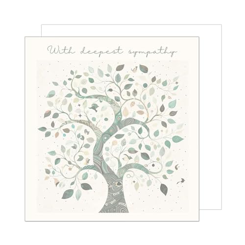 Edition Seidel Tarjeta de luto cuadrada Premium con sobre. Tarjeta de condolencia Con el más sentido pésame, compasión, pésame silencioso, despedida, más sentido pésame, árbol (TQ112 SW024)