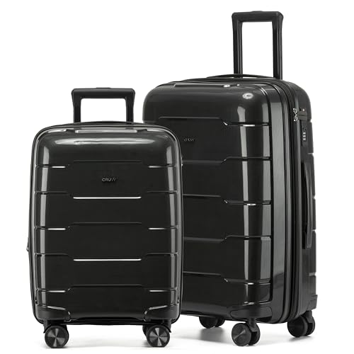 CRUW 2-Piece Luggage Set Expandable Polypropylene Suitcase Set TSA Locks 8 Silent Spinner Wheels Lightweight Nested Suitcases Travel Set easyJet BA Jet2 Airline-Approved Carry-On & Medium Check in