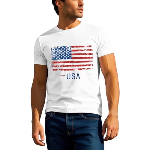 American Flag Shirts for Men USA 4th of July T-Shirt Memorial Day Patriotic Tee Tops