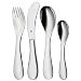 Produktbild WMF Knuddel Kinderbesteck Set 4-teilig, Kinderbesteck Edelstahl, Besteck Kinder ab 3 Jahre, Cromargan poliert, Gravurbesteck, spülmaschinengeeignet