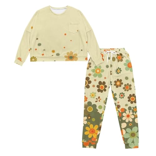Image of Women's Pajamas Set Soft 2 Piece Loungewear Long Sleeve Pj Set Matching Sleepwear with Pockets for Women Plus Size