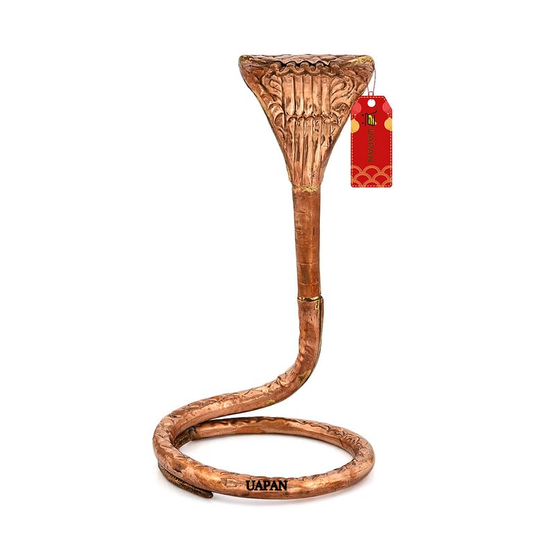 UAPAN Copper Snake Naag Statue for Shivling, Copper Religious Hindu Temple Worship Accessory - Divine Symbolism Nag for Shivling (6 inch)-image-2