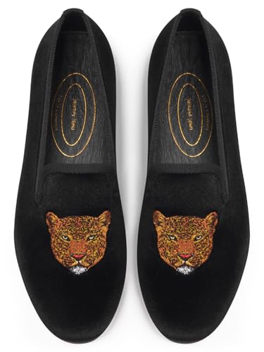 Image of Journey West Women's Velvet Loafer Flat with Embroidery Velvet Slippers
