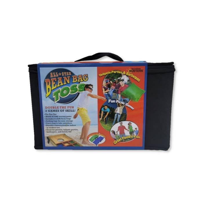 A2Z All Star 2 In 1 Bean Bag Toss Game Set with 8 Bean Bags Foldable Outdoor Garden Tossing Game for Kids and Adults Family Party Picnic BBQ Travel Carry Case Green Blue