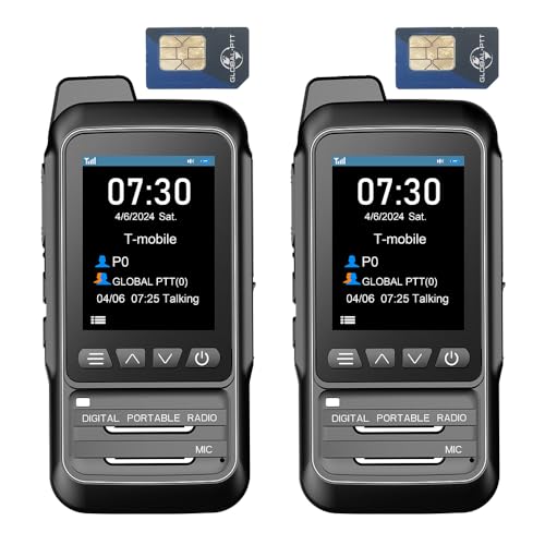 Wurui TXQ Global-ptt P0 4G LTE walkie talkies Waterproof IP67 Professional poc Pair for Adults Long Range Distance intercom 1000 Miles Network Radio Two Way radios (2PCSwithCard)