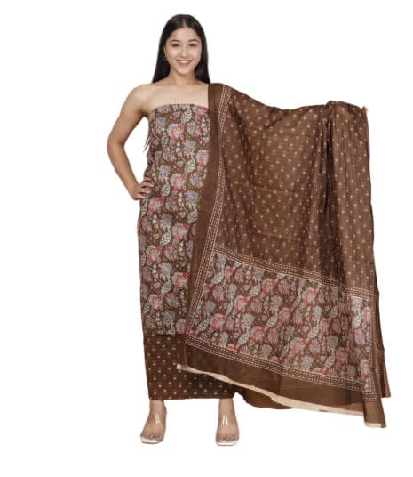 Cotton Traditional Style Printed Salwar Suit Material, Unstitched 3-Piece Set with Dupatta,-image-36