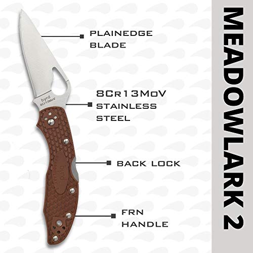 Image of Spyderco Meadowlark 2 Lightweight Folding Pocket Knife with 2 inch 8Cr13MoV and FRN Handle - EDC Knife for Men and Women, Perfect for Hunting, Tactical, Camping, Survival, Hiking - PlainEdge - BY04PBN2