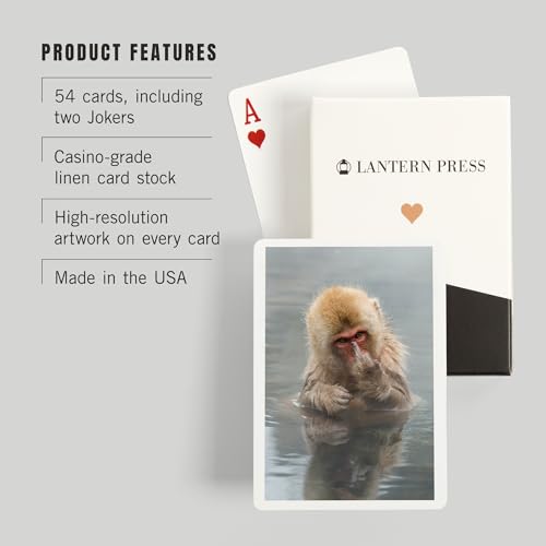Baraja de 52 cartas tamaño póker con mono macaco miniatura 3