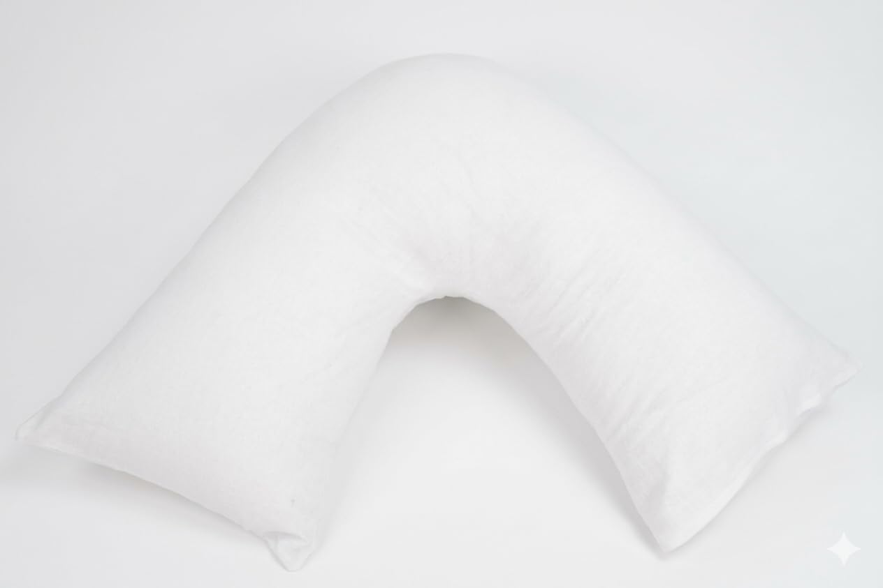 Arlinens White V Shaped Pregnancy Pillow With Free Flannel Pillowcase – Orthopaedic Maternity Support Pillow For Back, Neck & Nursing – Cosy V Pillow Standard Size 74 X 34 Cm (White)