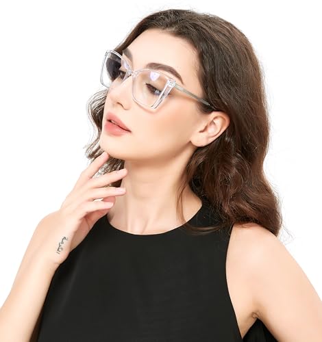 Image of 2 Pack Oversized Cat Eye Blue Light Blocking Glasses for Women