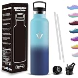 Mujigaga Botella agua Gimnasio 1 litro, Botella Agua Acero Inoxidable Sin BPA, A...