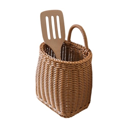 Woven Basket Wall Decor - Wicker Rattan Kitchen Baskets Wall | Handmade Hangable Storage Organize Vegetable Fruit Container for 
