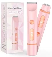 Rasierer Damen 2-in-1 Damenrasierer Elektrisch für Körper Scham und Nase Intimrasierer für Frauen Nass- und Trockengebrauch Wiederaufladbarer Trimmer (Rosa)