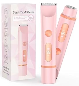 Bikini Trimmer Women Lady Shavers Electric Razor Facial Hair Removal Body Hair Trimmer for Face Legs Underarm Pubic Hair (Light Pink)