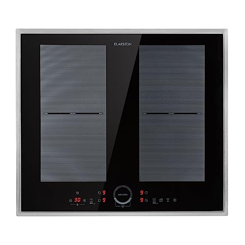 Klarstein Placa Induccion Eléctrica 7000W, Vitrocerámica Inducción Eléctrica de 4 Fuegos, Placas de Cocción de Sobremesa, Control Táctil, Placas de Cocción de Inducción, Placas Eléctricas para Cocinar